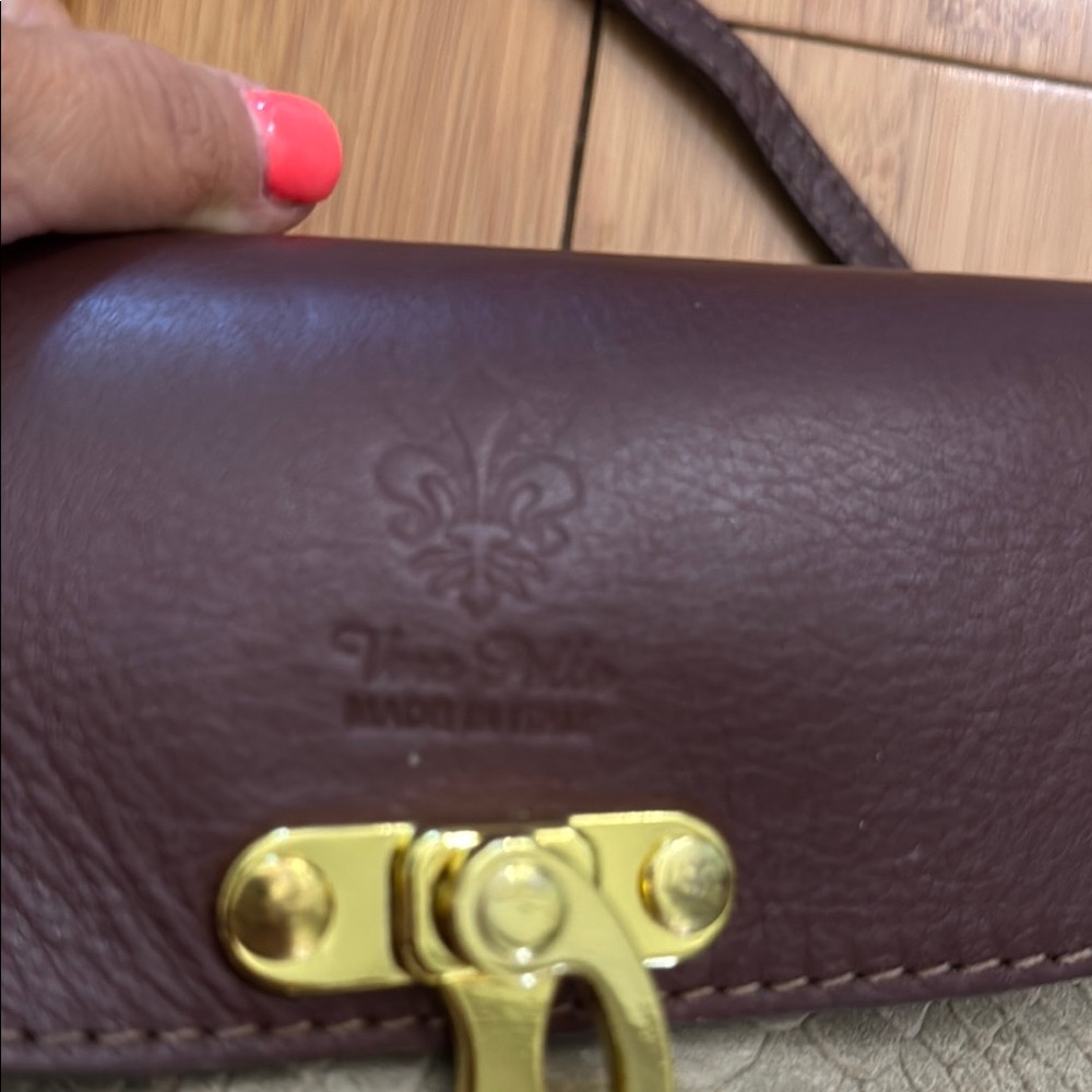 Vera Pelle Brown and Cream Crossbody Bag with Adjustable Strap - Picture 2 of 6